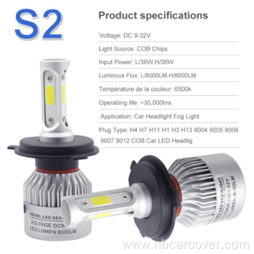 Auto Beam Light S2 Car Headlight Bulbs Lamp